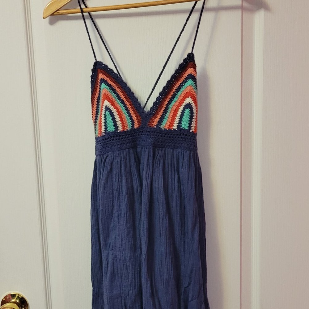 Crochet top, tie back maxi dress